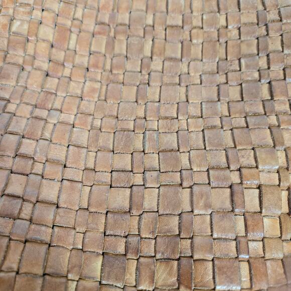 Vilenca Leather Bag Brown Woven Leather Adjustable Shoulder Curved Braided - Picture 10 of 16